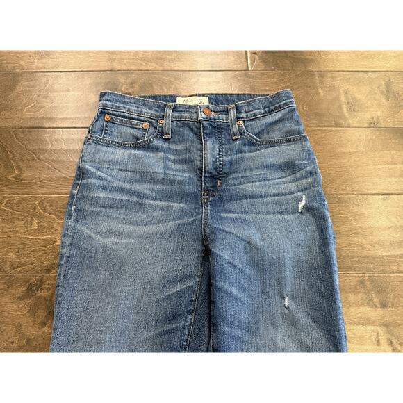 Madewell Womens Blue Classic Straight Jean Denim Stretch Distressed Size 25 - Picture 4 of 10